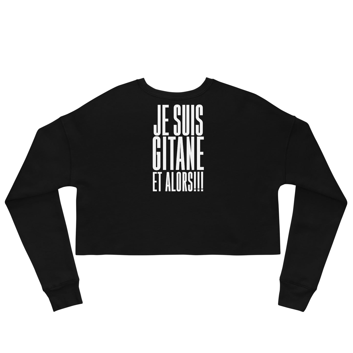 sweat-shirt court pour femmes noir arrière gipsy couture je suis gitane et alors